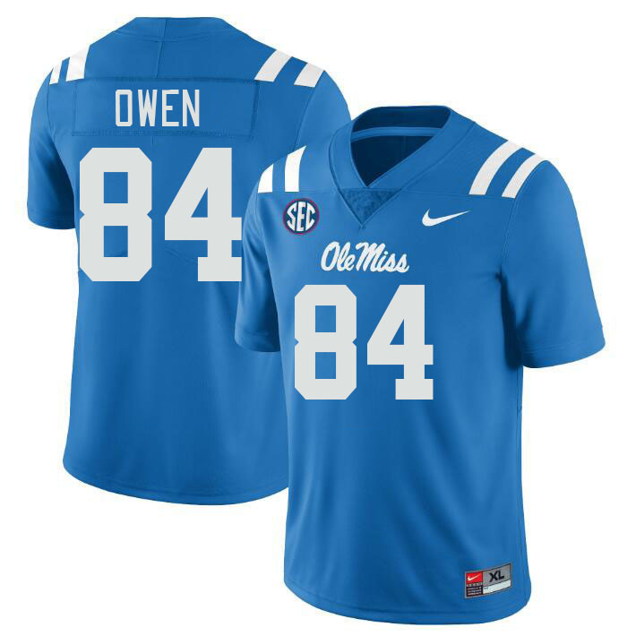 Men #84 Mac Owen Ole Miss Rebels College Football Jerseys Stitched-Power Blue